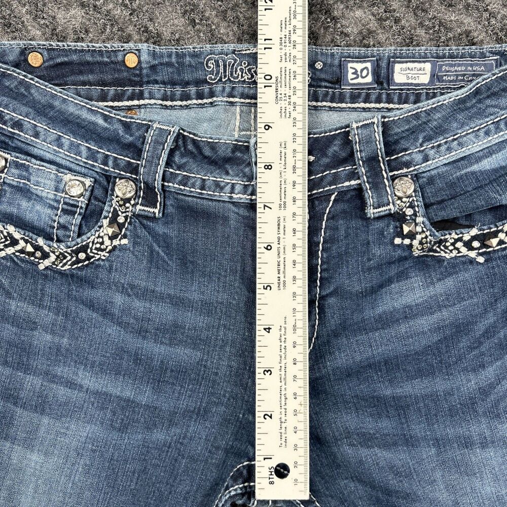 Miss Me Jeans Signature Bootcut 30x30 Embellished Chains Jewels Stretch - Picture 5 of 12